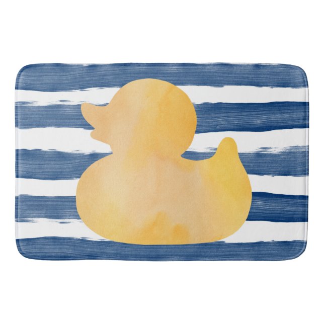 Tapis De Bain Aquarelle bleue Canard jaune (Devant)