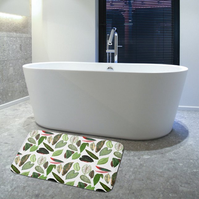 Tapis De Bain Aquarelle botanique Vintage verdure Feuilles (Créateur téléchargé)