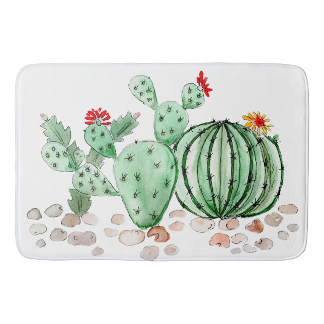 Tapis De Bain aquarelle, cactus (Devant)