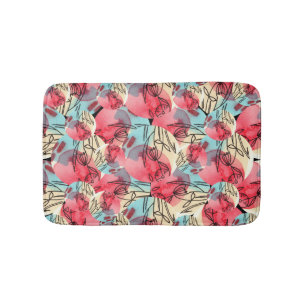 Tapis De Bain Aquarelle chaude froide Florale géométrique