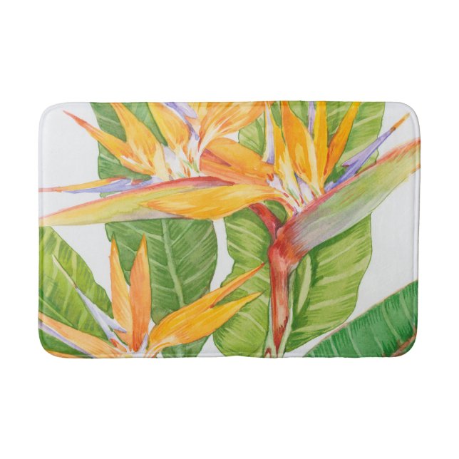 Tapis De Bain Aquarelle de fleurs exotiques (Devant)