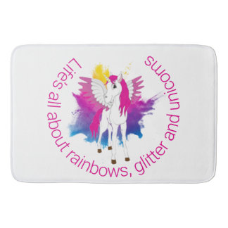Tapis De Bain Aquarelle de la fête Unicorn Wing