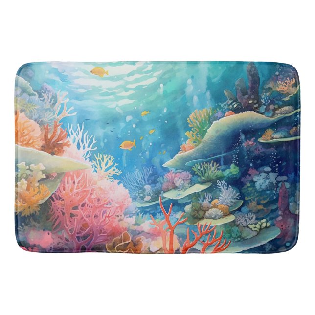 Tapis De Bain Aquarelle de la Grande barrière de corail (Devant)