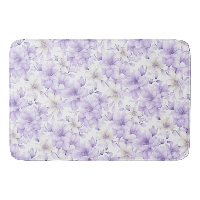 Tapis De Bain Aquarelle délicate Fleurs violettes (Devant)