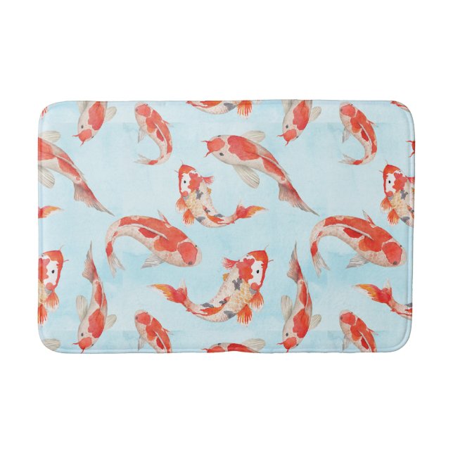 Tapis De Bain Aquarelle d'or de poissons de carpe de Koi sur le (Devant)
