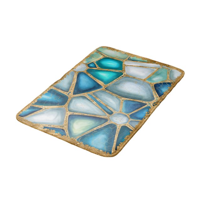 Tapis De Bain Aquarelle et cellules d'or - océan (Angle)