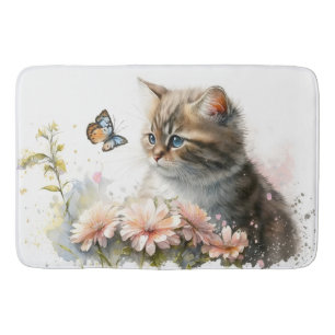 Tapis De Bain Aquarelle et papillon