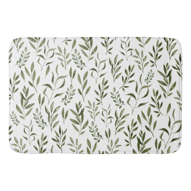 Tapis De Bain Aquarelle Eucalyptus Motif Feuille (Devant)