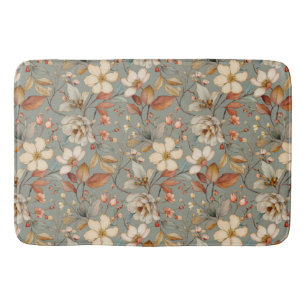 Tapis De Bain Aquarelle Fleur sauvage Cottagecore Motif Vintage