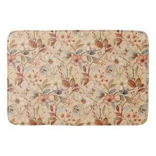 Tapis De Bain Aquarelle Fleur sauvage Cottagecore Motif Vintage