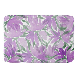 Tapis De Bain Aquarelle Fleurie Élégante Lavande Violette