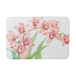 Tapis De Bain Aquarelle Fleurs roses