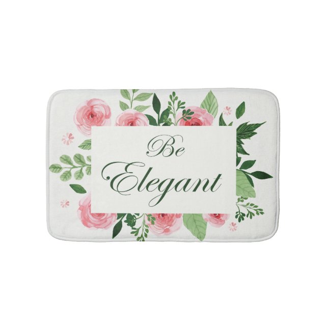 Tapis De Bain Aquarelle Floral "Soyez Élégant" Citation (Devant)