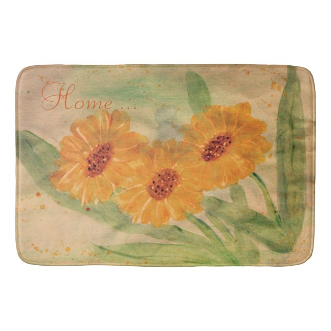 Tapis De Bain Aquarelle Florale Avec Taupe (Devant)