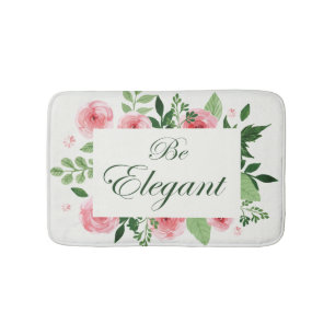 Tapis De Bain Aquarelle Florale "Soyez Élégant" Dit