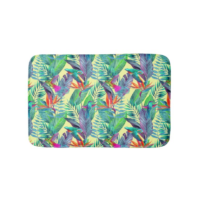 Tapis De Bain Aquarelle Humminbirds dans la jungle (Devant)