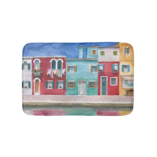 Tapis De Bain Aquarelle Italie : Main tirée