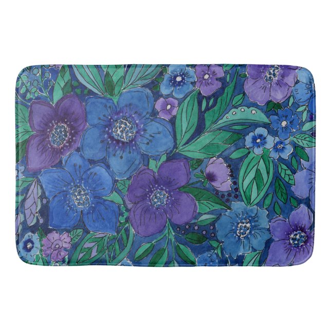 Tapis De Bain Aquarelle, jardin fleuri (Devant)