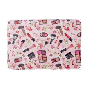 Tapis De Bain Aquarelle maquillage Motif de beauté avec Florals