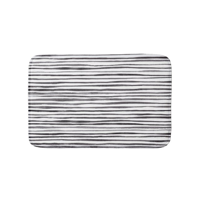 Tapis De Bain Aquarelle moderne noir et blanc  (Devant)