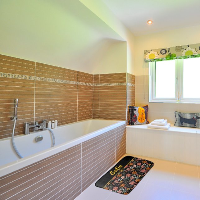 Tapis De Bain Aquarelle motif rose jaune orange (Créateur téléchargé)