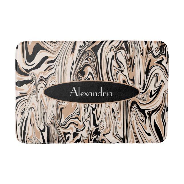 Tapis De Bain Aquarelle noire Brown moderne Stylé Personnaliser (Devant)