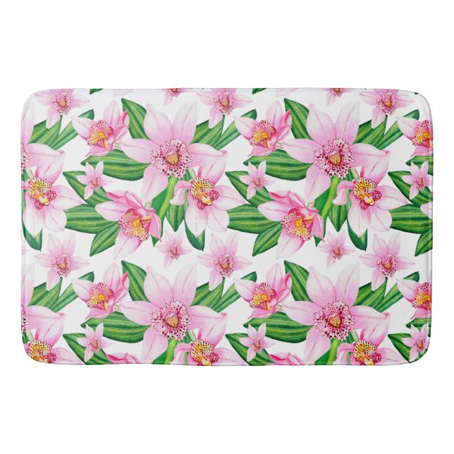 Tapis De Bain Aquarelle Orchidées Design 12 (Devant)