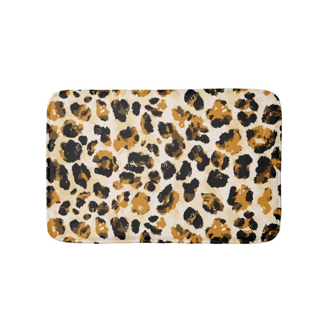 Tapis De Bain Aquarelle peau léopard, dégradé cravate-teint. (Devant)