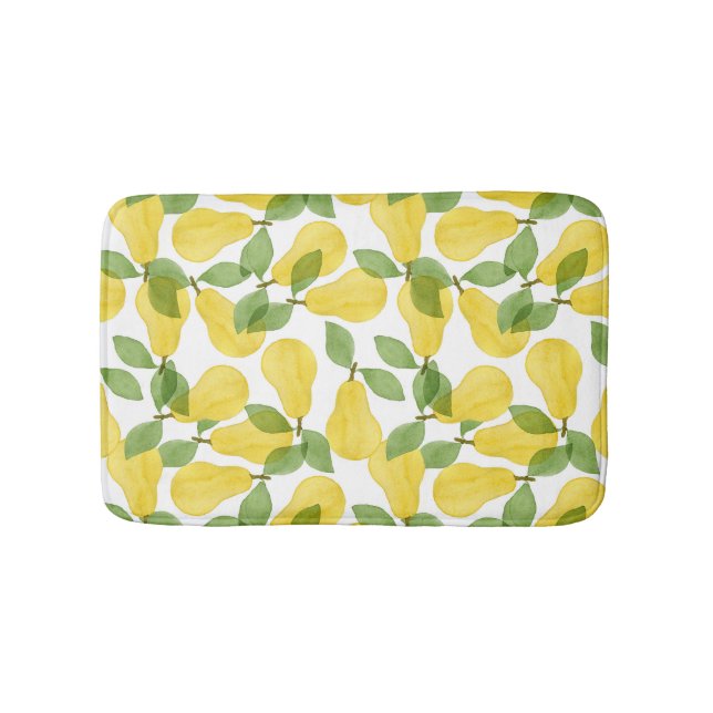Tapis De Bain Aquarelle Poires : Motif peint à la main (Devant)