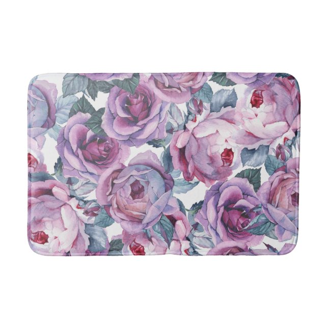 Tapis De Bain Aquarelle rose bain mat décoration florale (Devant)