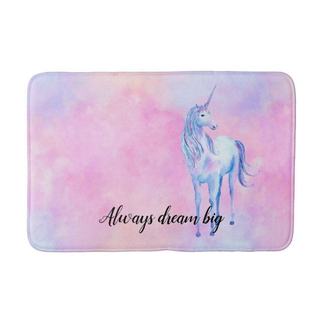 Tapis De Bain Aquarelle rose Purple Unicorne (Devant)