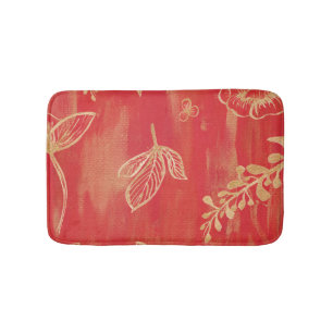 Tapis De Bain Aquarelle rouge or Floral