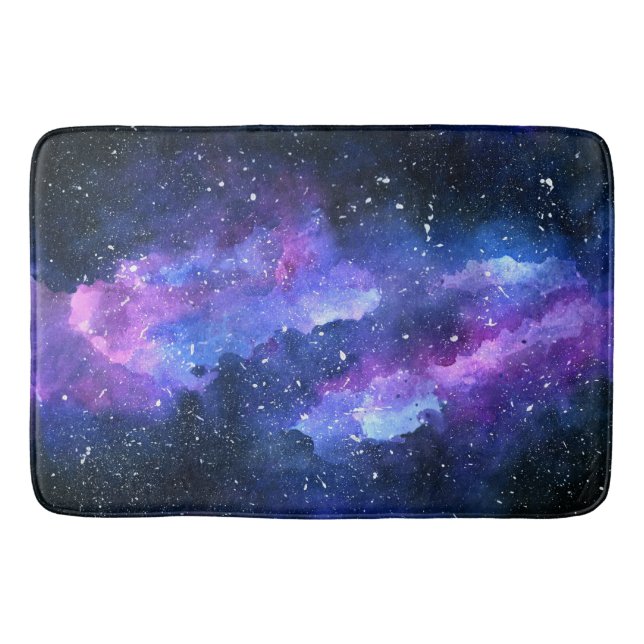 Tapis De Bain Aquarelle Universe de l'espace galaxique violet (Devant)