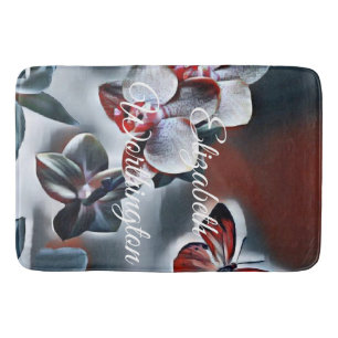 Tapis De Bain Aquarelle vintage de la Fleur d'orchidée blanche r