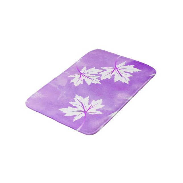 Tapis De Bain Aquarelle violette moderne et feuille d'érable bla (Angle)
