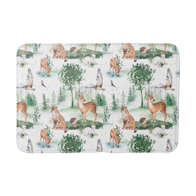 Tapis De Bain Aquarelle Woodland Baby Motif animal (Devant)