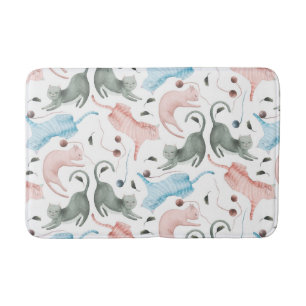 Tapis De Bain Aquarelles douces Chats & Fils Motif Illustration