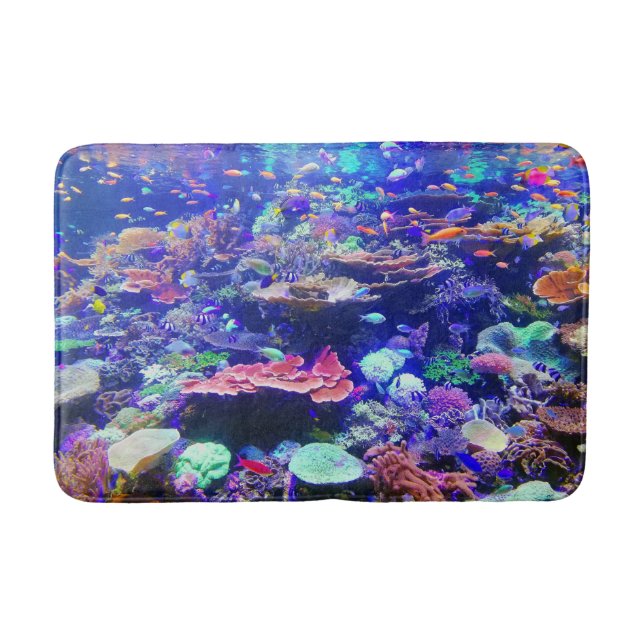 Tapis De Bain Aquarium tropical coloré vibrant de poissons (Devant)