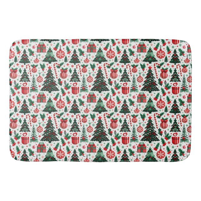 Tapis De Bain Arbre de Noël, cadeaux, sucre de canne (Devant)