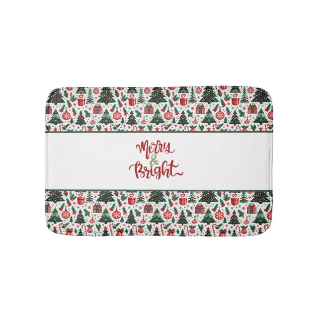 Tapis De Bain Arbre de Noël, cadeaux, sucre de canne (Devant)