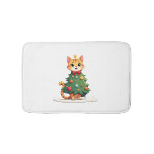 Tapis De Bain Arbre de Noël Chat Roux Noël Mignon Filles Enfants