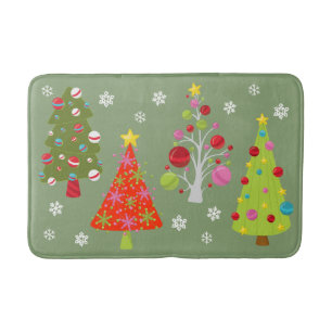 Tapis De Bain Arbre de Noël coloré moderne pour les fêtes
