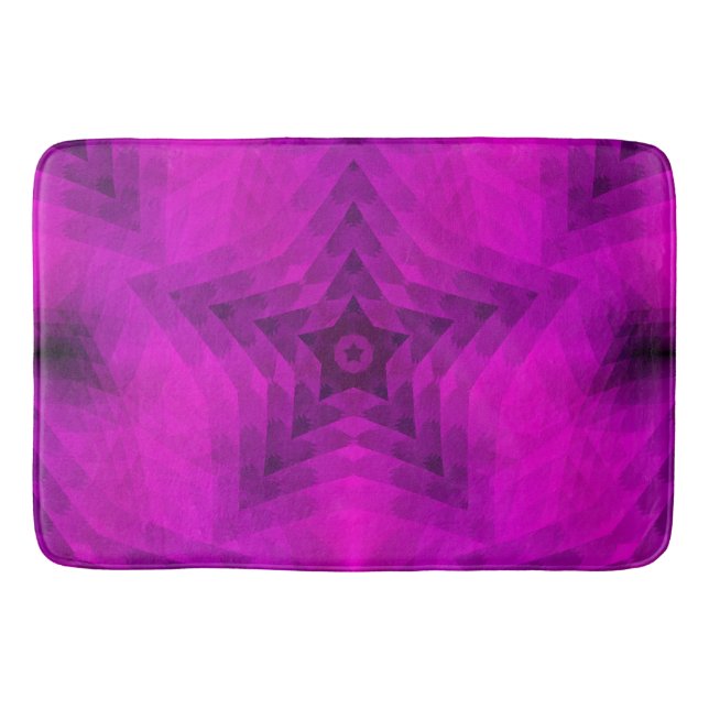 Tapis De Bain Arbre de Noël Silhouette & Étoile violette Dégradé (Devant)