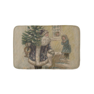 Tapis De Bain Arbre de Noël vintage Père Noël