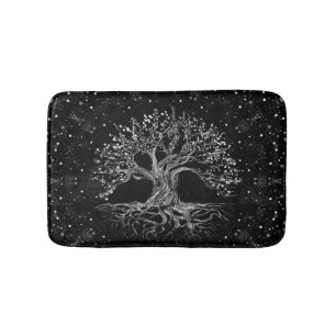 Tapis De Bain Arbre de vie en noir et blanc