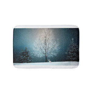 Tapis De Bain Arbre givré le soir