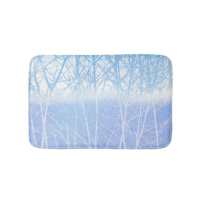 Tapis De Bain Arbres Brumeux Givrés Bleu Bébé (Devant)