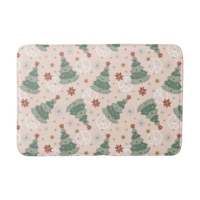 Tapis De Bain Arbres de Noël et signes de paix Motif (Devant)