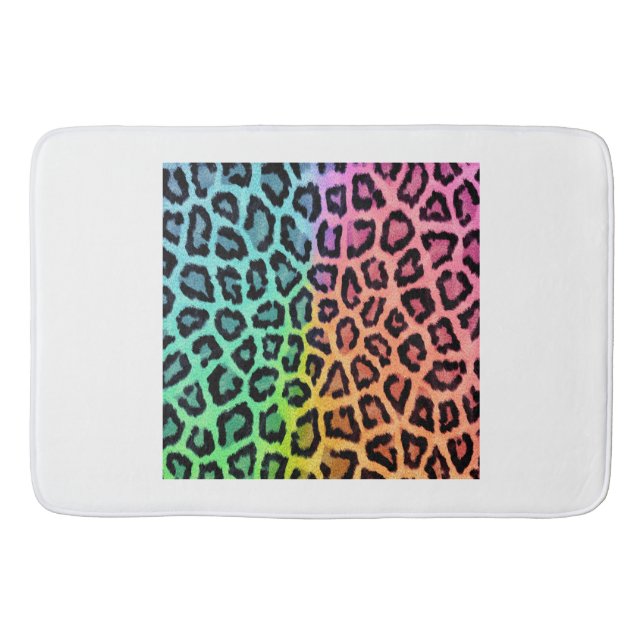 Tapis De Bain arc-en-ciel léopard fond (Devant)