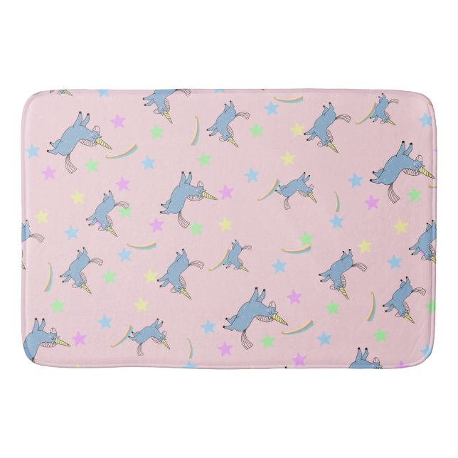 Tapis De Bain arc-en-ciel mignon Unicorne étoiles dégradé motif (Devant)